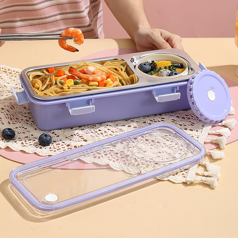 Stainless Steel Insulated Bento Box Set Divided Lunch Container with Soup Bowl and Cutlery for Busy On-The-Go Lifestyle