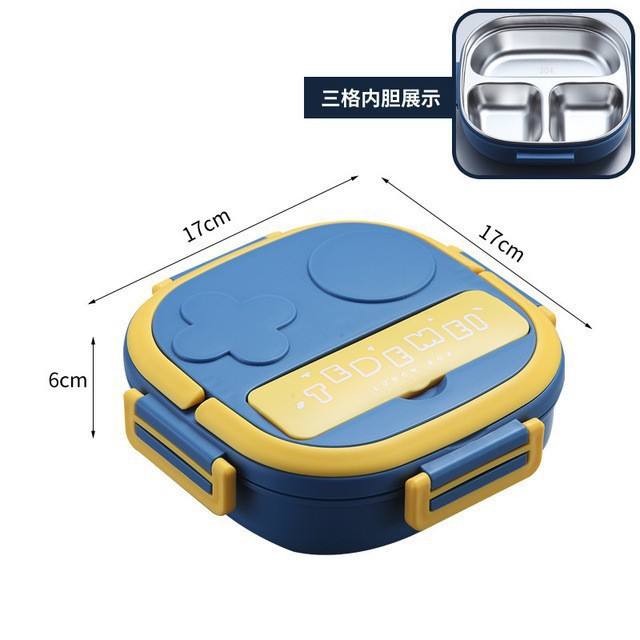 Portable Children Stainless Steel Insulated Tiffin Food Storage 3 Compartment Lunch Box for Hot Food Kids