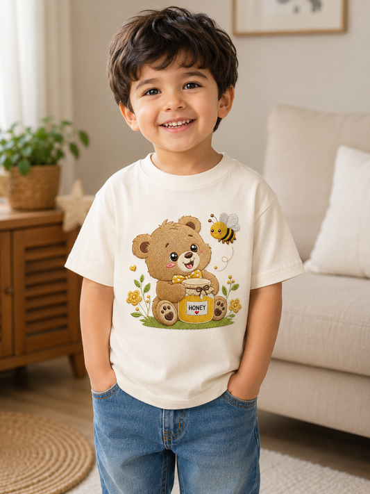 Kids Teddy Embroidered T-Shirt