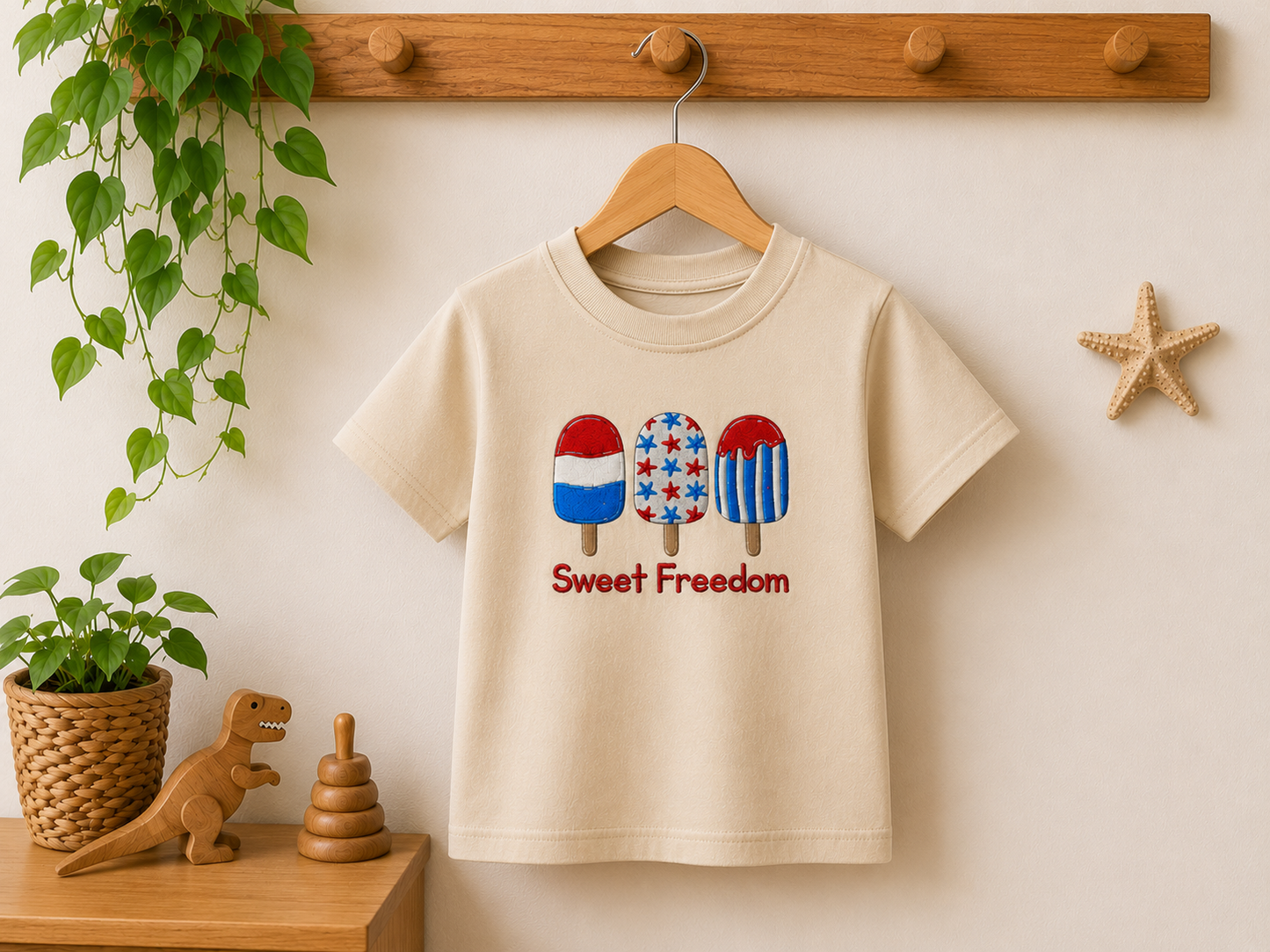Kids Sweet Freedom Embroidered T-Shirt – Premium Cotton Summer Tee for Boys & Girls