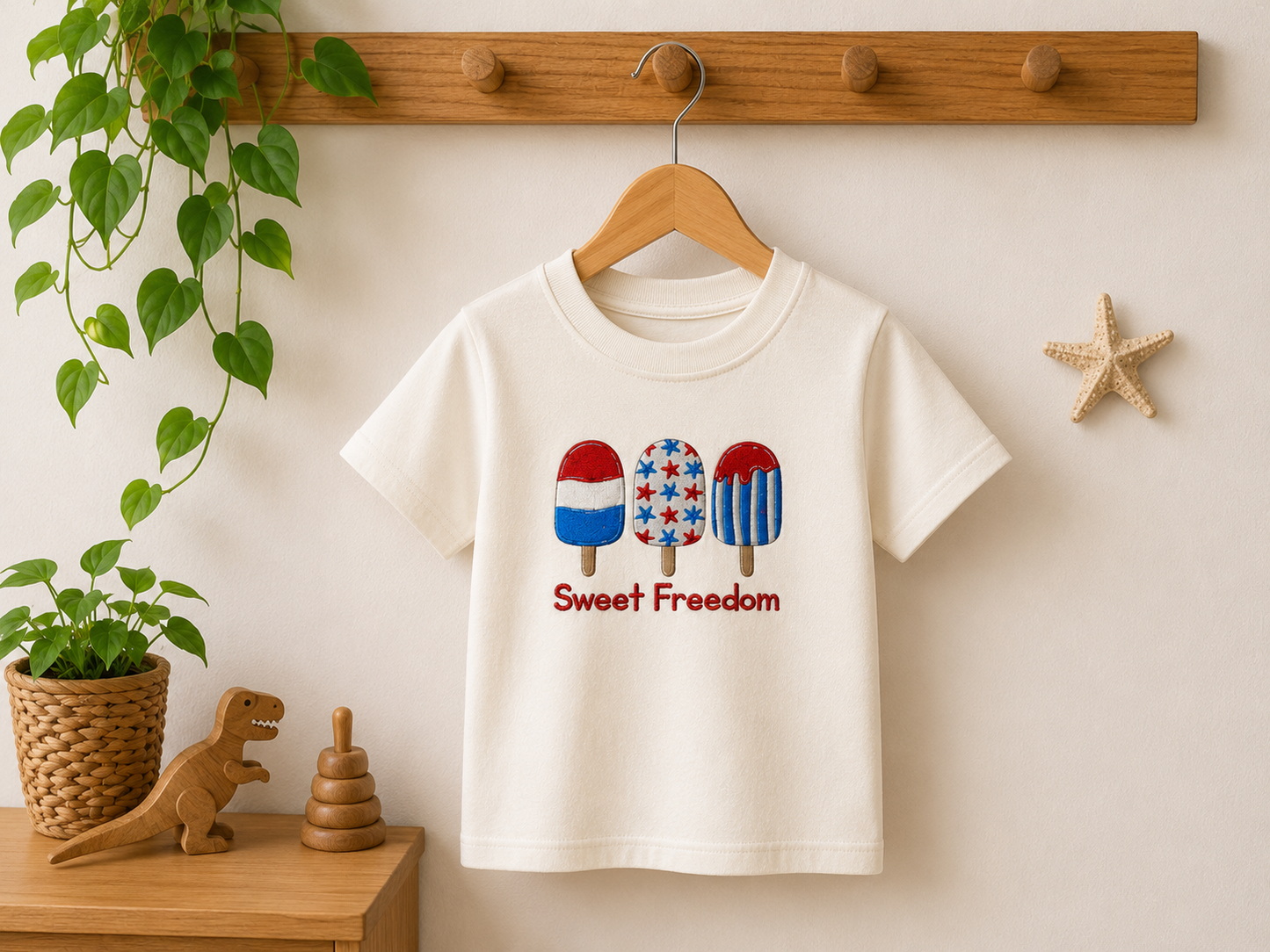 Kids Sweet Freedom Embroidered T-Shirt – Premium Cotton Summer Tee for Boys & Girls