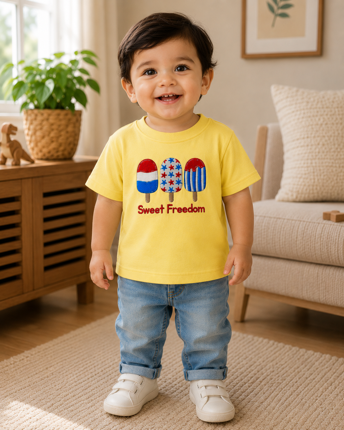 Kids Sweet Freedom Embroidered T-Shirt – Premium Cotton Summer Tee for Boys & Girls