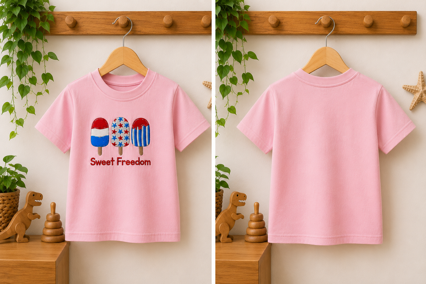 Kids Sweet Freedom Embroidered T-Shirt – Premium Cotton Summer Tee for Boys & Girls