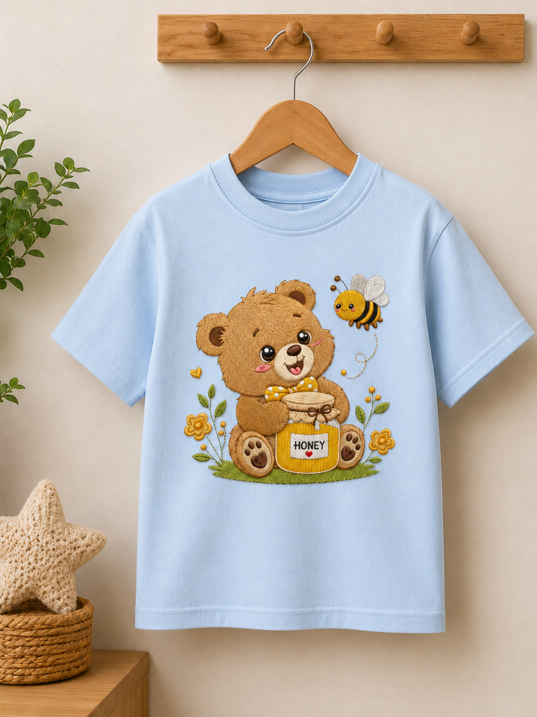 Kids Teddy Embroidered T-Shirt