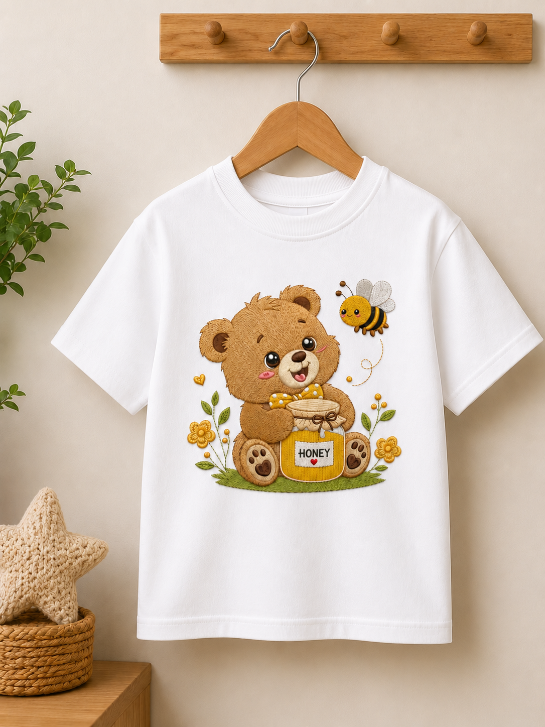 Kids Teddy Embroidered T-Shirt