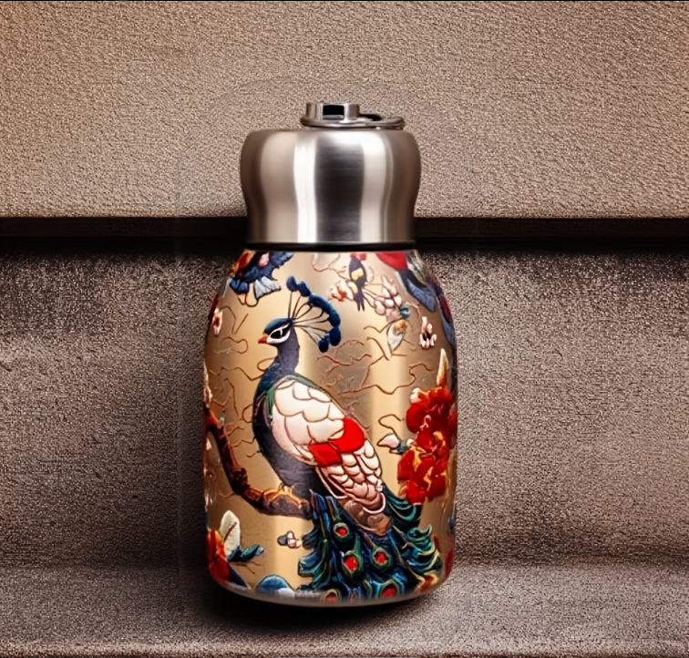 Mini 316 Stainless Steel Chubby Thermos Cup Handle 300ml Anti-Fall Modern Design Pocket Portable Vacuum