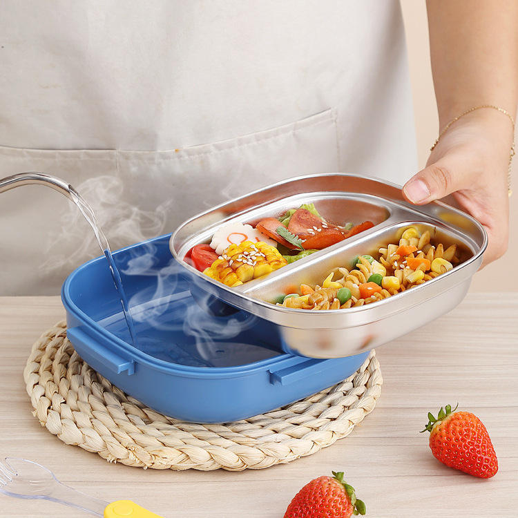 Portable Children Stainless Steel Insulated Tiffin Food Storage 3 Compartment Lunch Box for Hot Food Kids