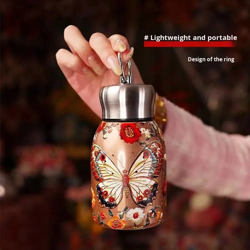 Mini 316 Stainless Steel Chubby Thermos Cup Handle 300ml Anti-Fall Modern Design Pocket Portable Vacuum