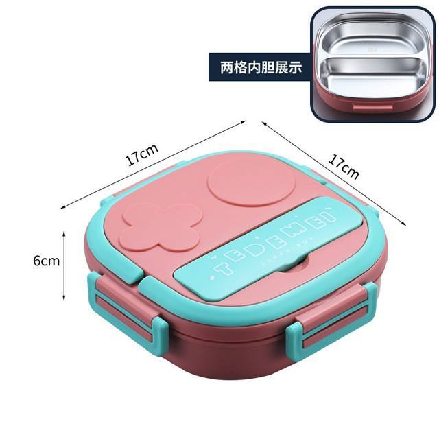 Portable Children Stainless Steel Insulated Tiffin Food Storage 3 Compartment Lunch Box for Hot Food Kids