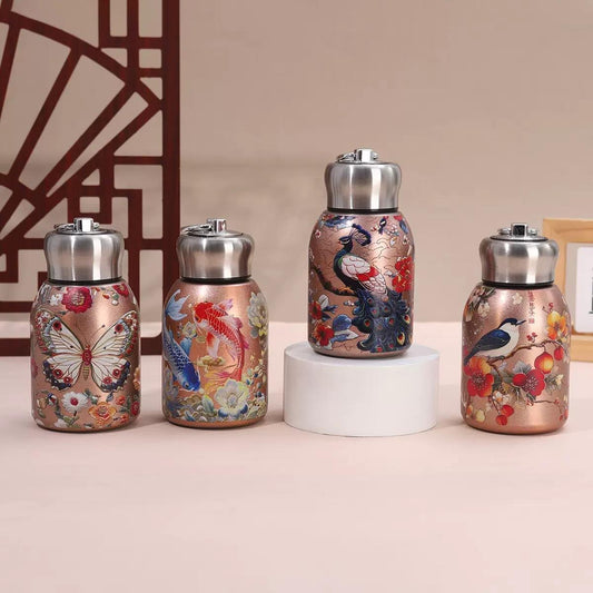 Mini 316 Stainless Steel Chubby Thermos Cup Handle 300ml Anti-Fall Modern Design Pocket Portable Vacuum