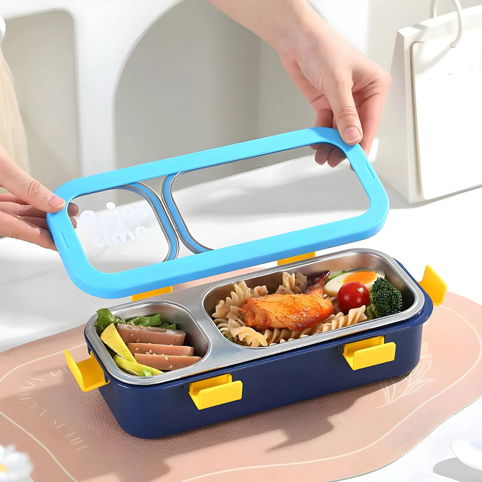 Twin Compartment Rectangular Insulated Bento Lunch Box