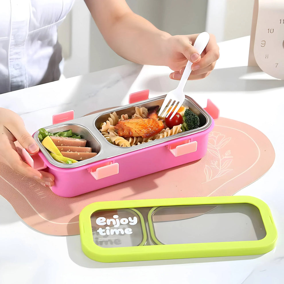 Twin Compartment Rectangular Insulated Bento Lunch Box